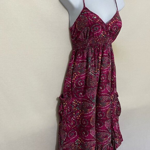 W-39 Flowers Red & Colorful Print Sleeveless MIDI Summer Dress Size S‎ - Picture 6 of 12